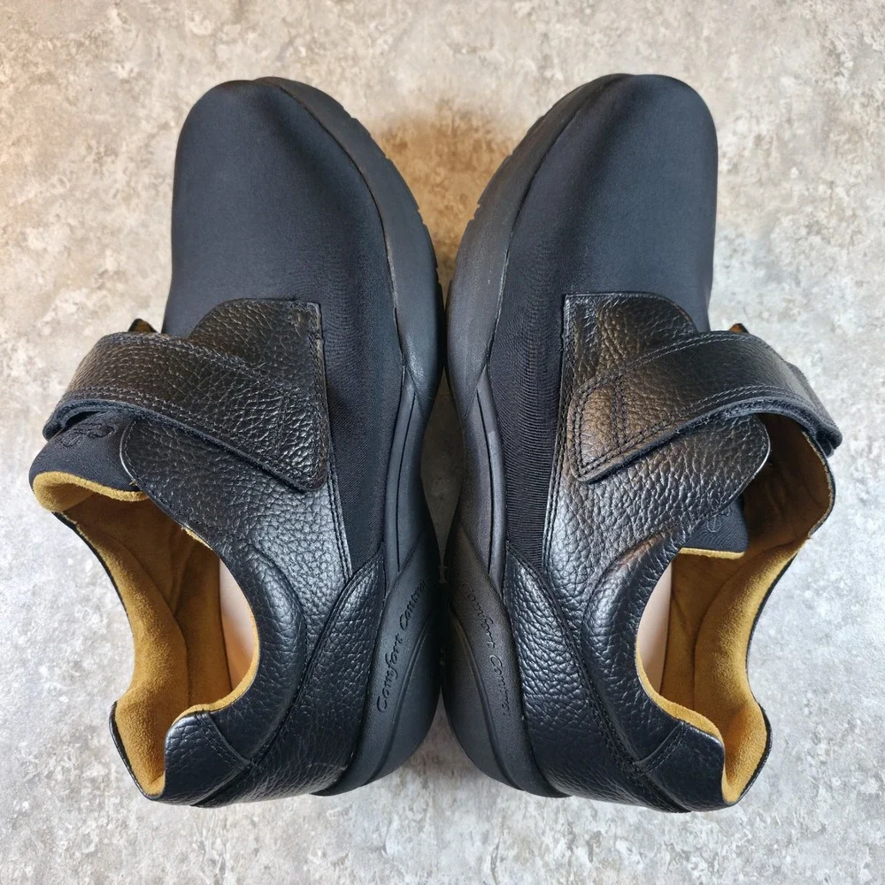 Dr. Comfort Brian X-Depth 6910 Black Leather Stretch Orthotic Shoes Mens 15 XW